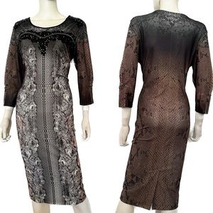 NWT WOMEN PLUS SIZE FORMAL DRESS 3/4 SLEEVES KNEE-LENGTH ROUND NECK FLORAL PRINT